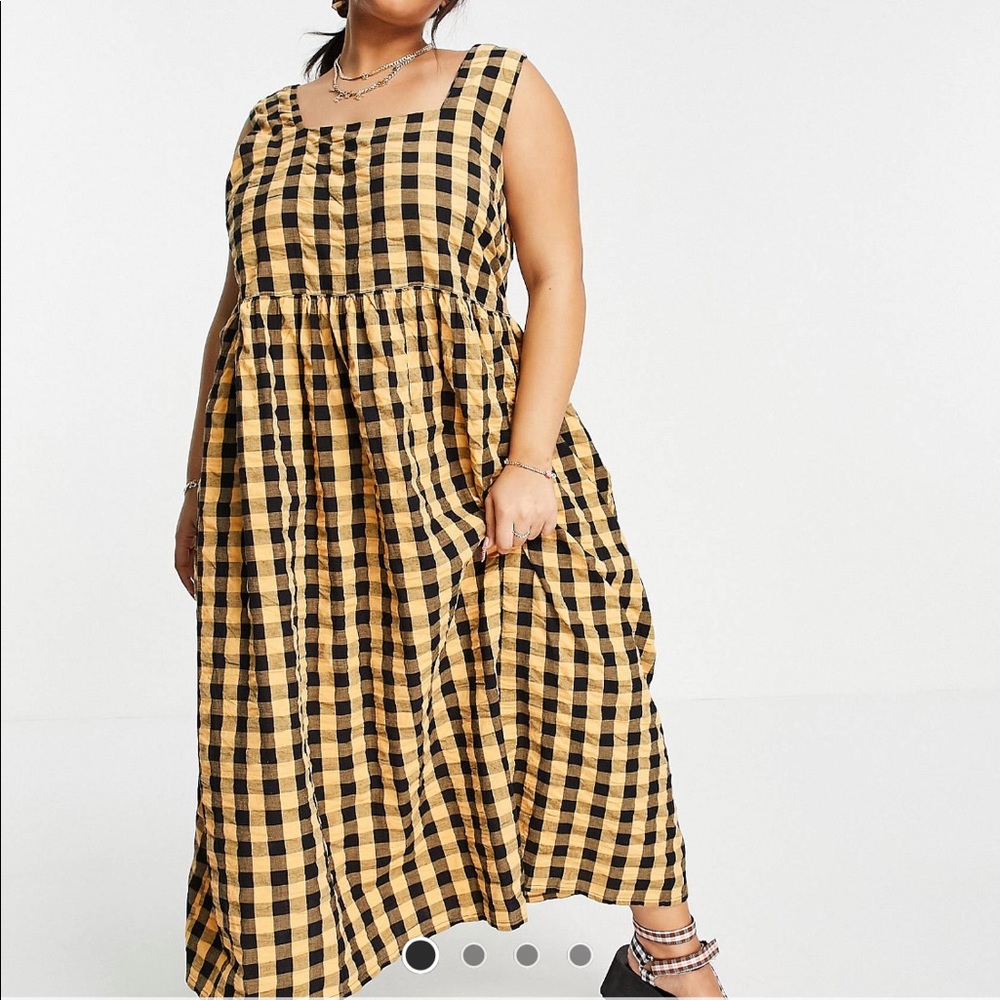 Seersucker gingham midi length sundress